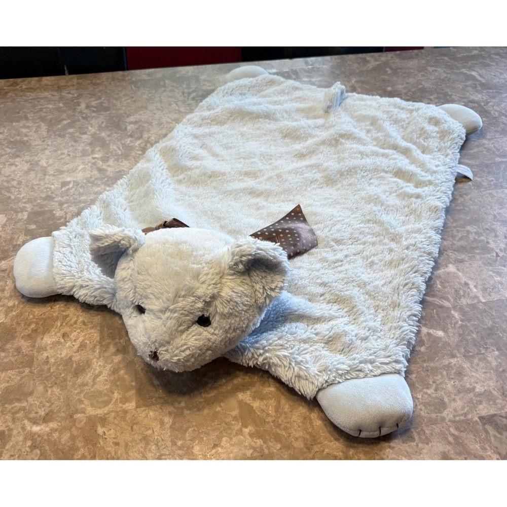 Blue Bear 28" Floor Mat Padded Blanket by Bearington Baby Satin Bottom